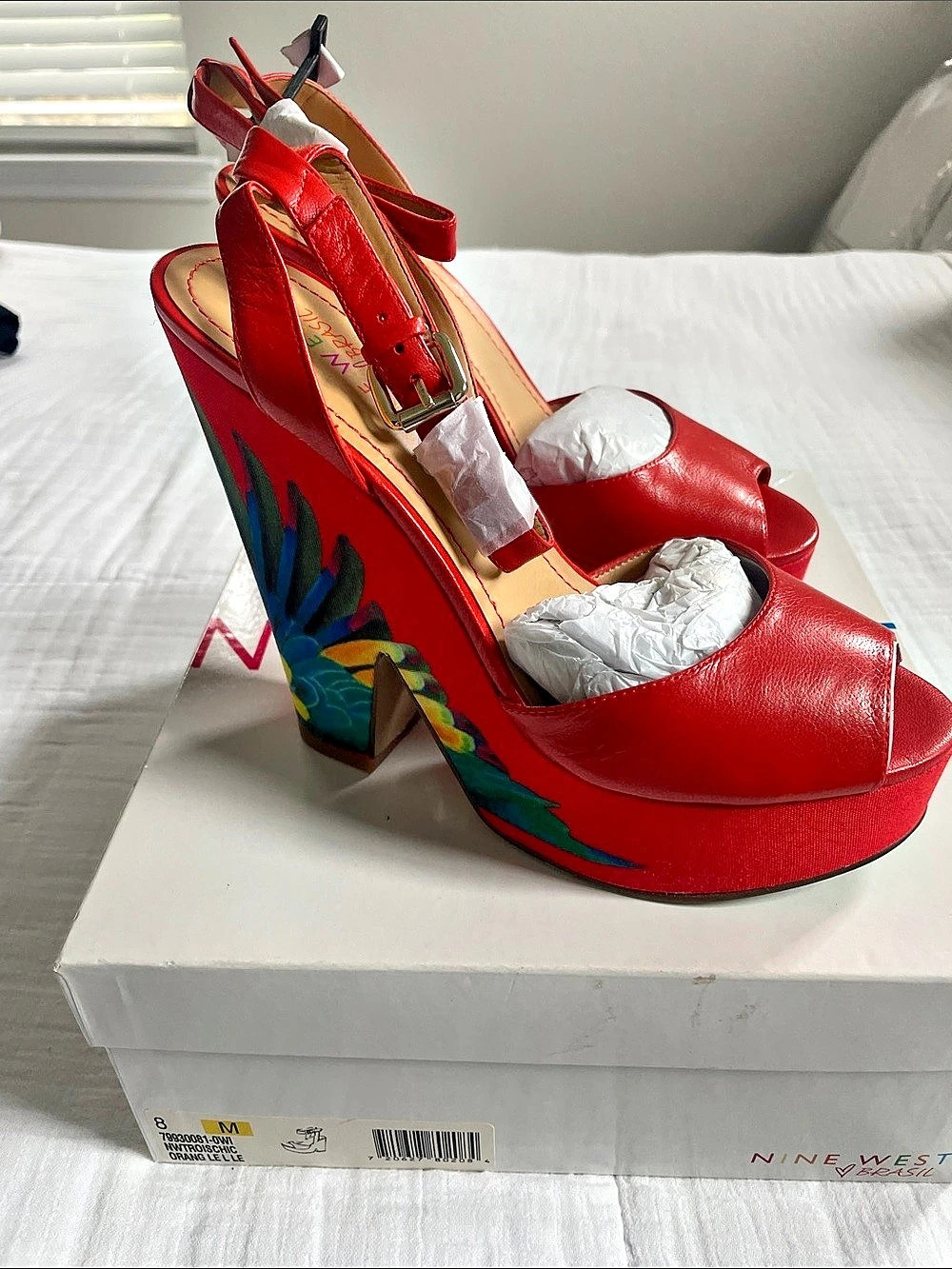Nine West Red Platform Heels